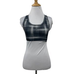 Nike Sports Bra Women XS Extra Small Gray Plaid Dri Fit Racerback Active Workout